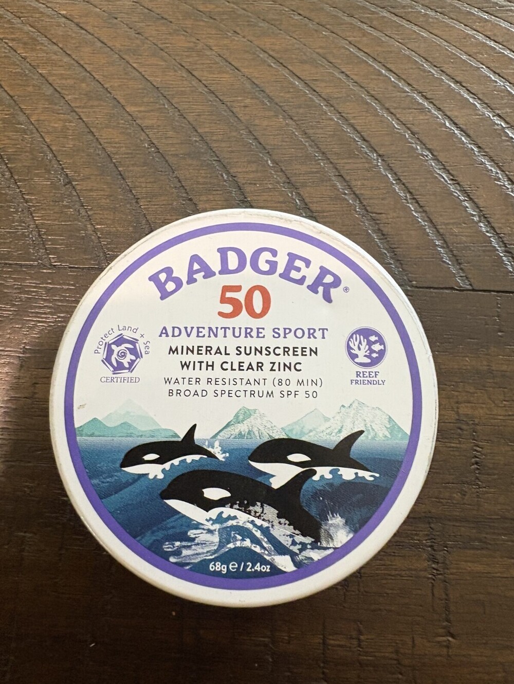 NEW Badger SPF 50 Adventure Sport Mineral Sunscreen Clear Zinc Reef Friendly 2.4